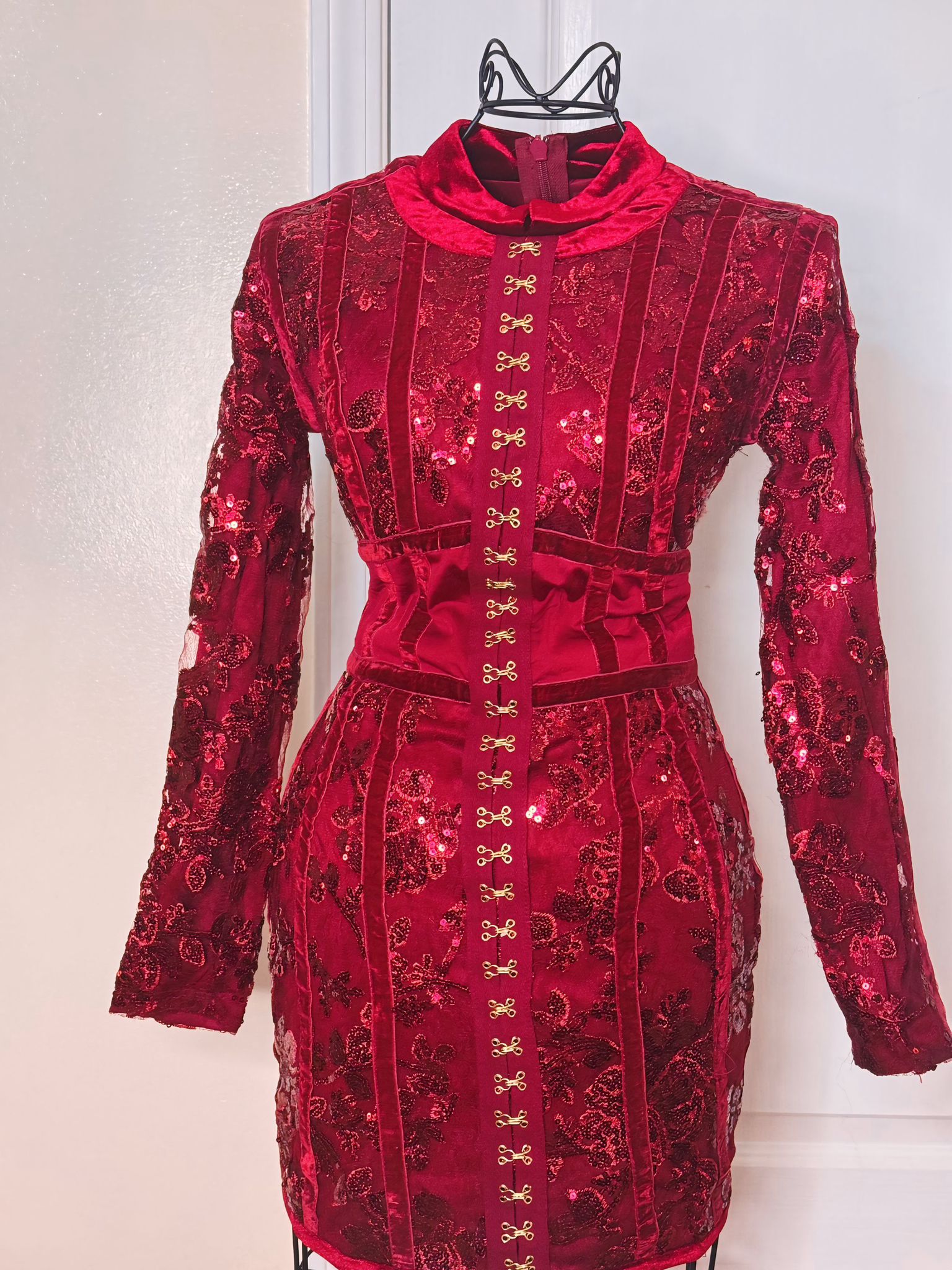 Red Lace Dress, Long Sleeves Rena Fashion Boutique Red Lace Dress, Long Sleeves Rena Fashion Boutique