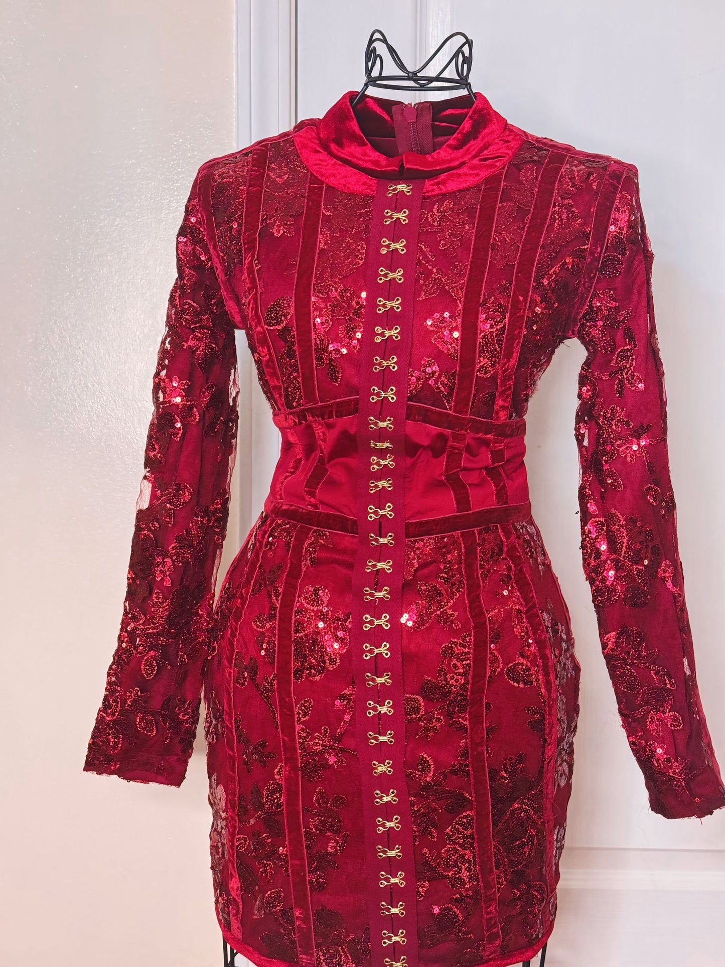 Red Lace Dress, Long Sleeves