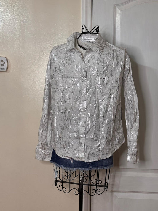 White Glitter Collar Shirt